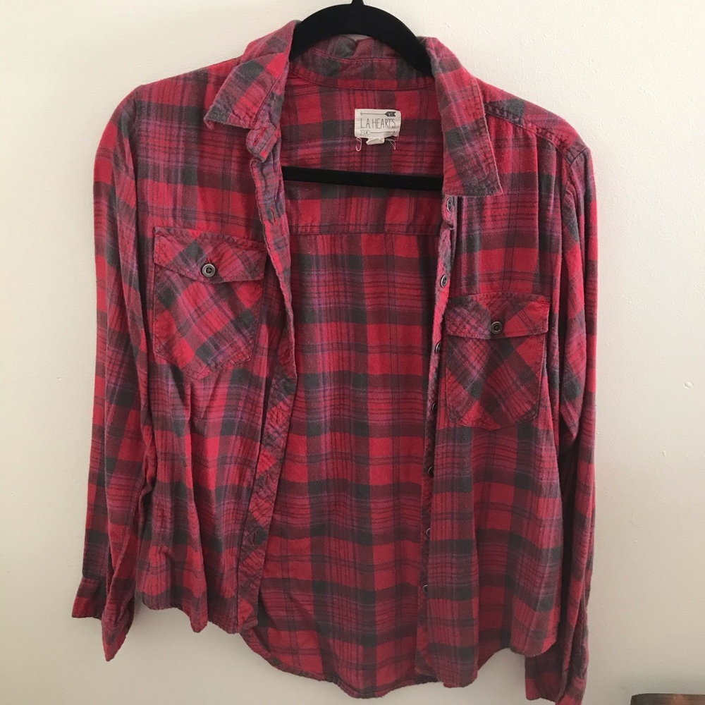 LA Hearts Red Flannel Plaid
